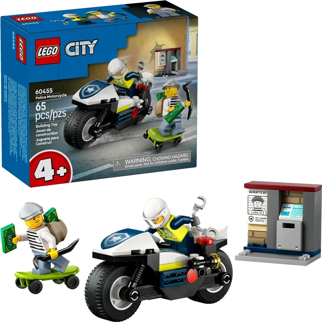 Set LEGO CITY 60455 Ndjekje me motor të policisë, 65 pjesë