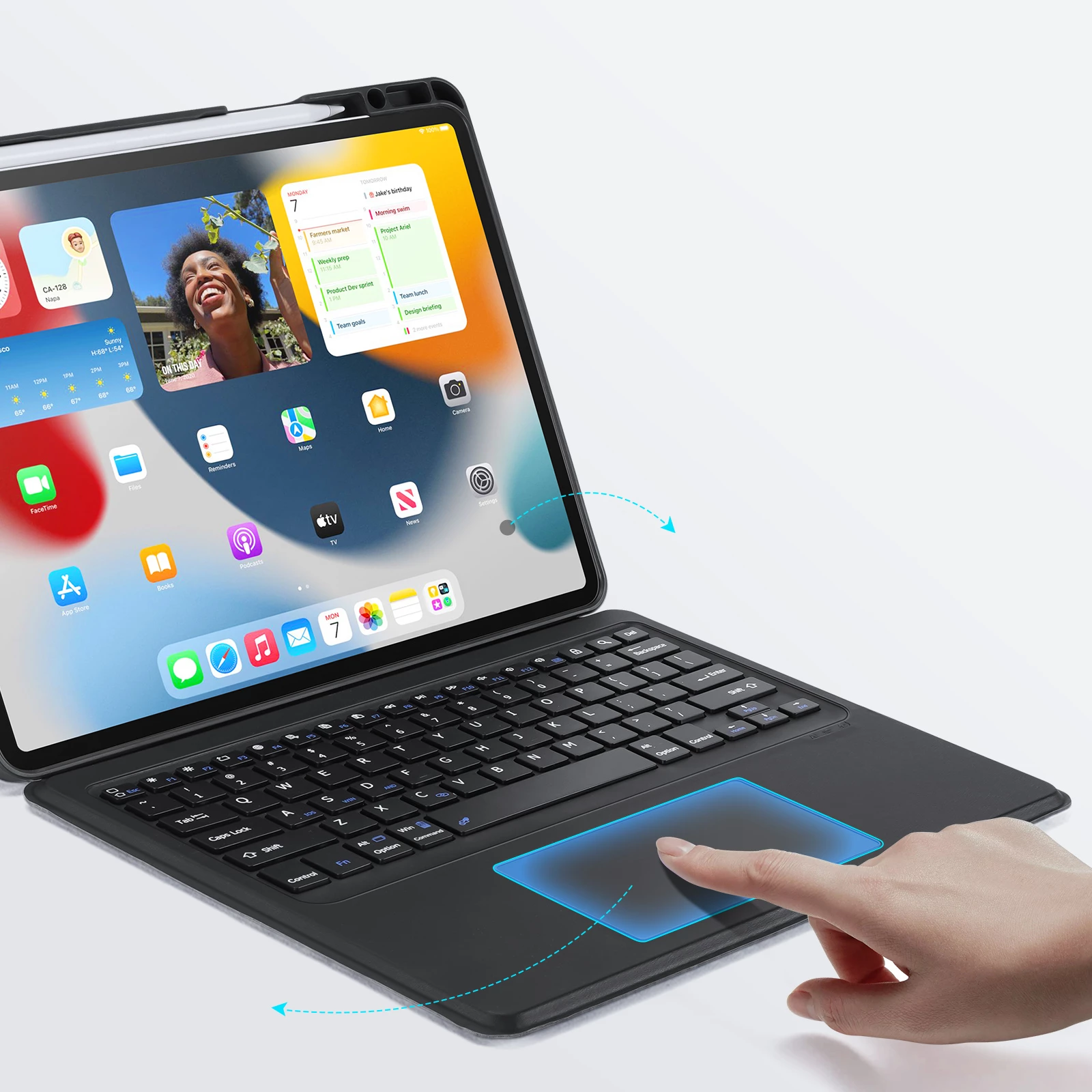 Mbështjellës me tastierë Bluetooth Dux Ducis DK Series për iPad Pro 12.9 (2020/2021/2022), i zi