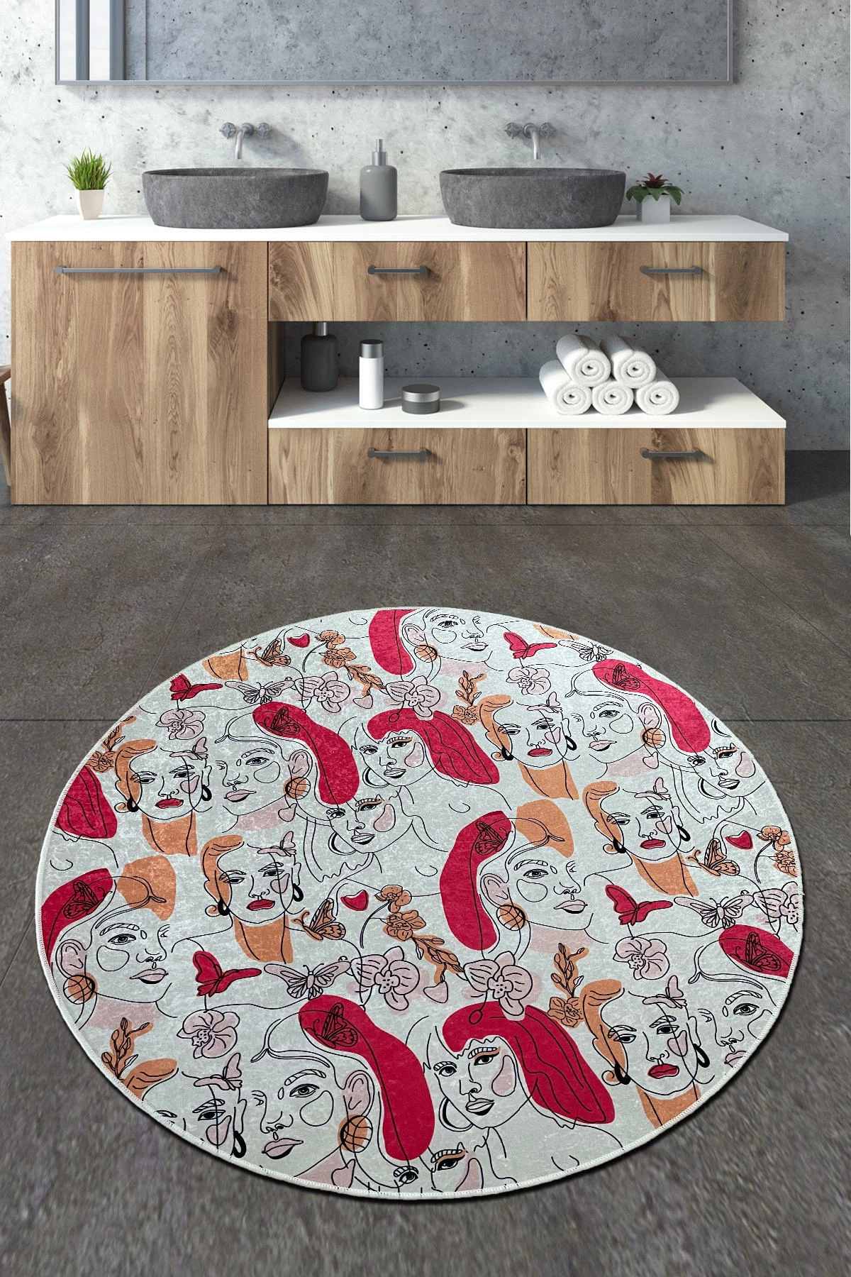 Tapet banje Mijölnir, Faccia Djt, shumëngjyrësh, 80 cm