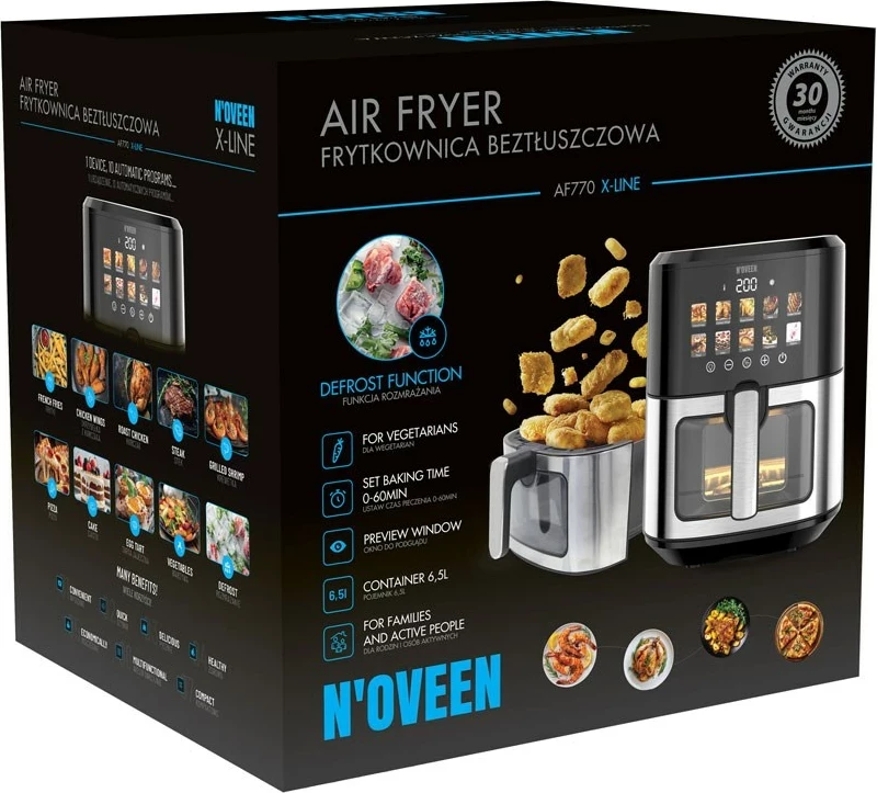 Fritezë me ajër të nxehtë N'OVEEN AF770 X-LINE, e zezë, argjendtë