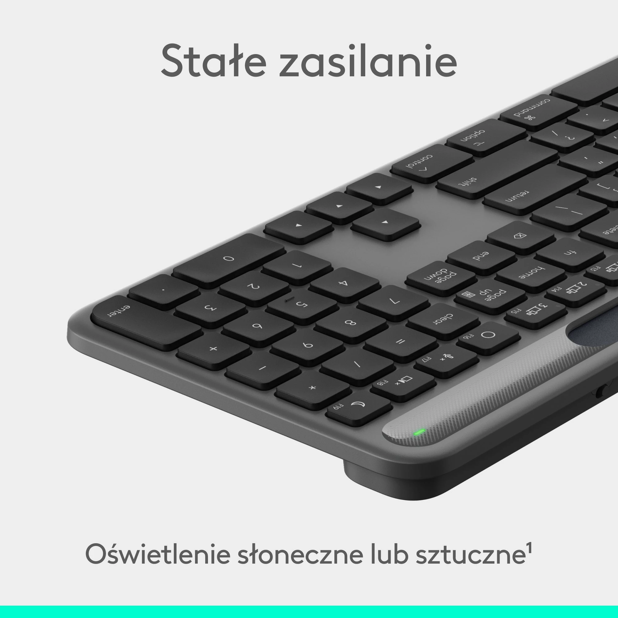 Tastierë wireless Logitech Slim Solar+ 920-013764, US layout, Bluetooth/Logi Bolt, full-size me numpad, Graphite