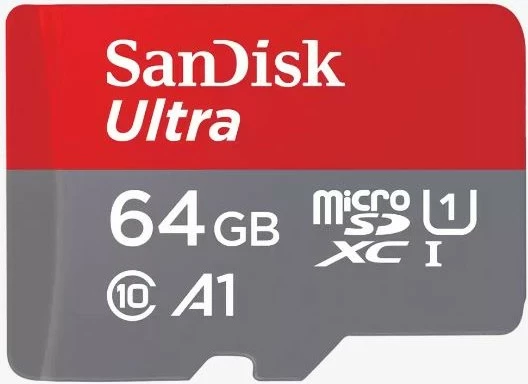 Kartelë memorie SanDisk Ultra 64 GB, MicroSDXC, Class 10, UHS-I, 140 MB/s, Gri, Kuqe