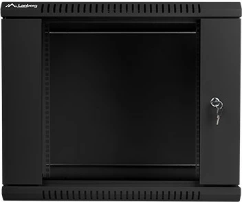 Kasë muri Lanberg WF01-6609-10B, 19", 9U, 600x600mm, derë xhami, e zezë