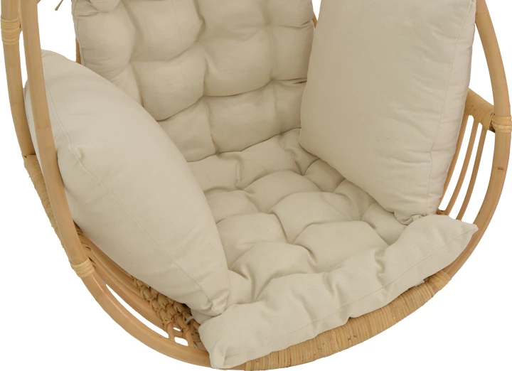 Luhatëse varëse Jorg, ratan natyral, jastëk krem, 80x59x105cm