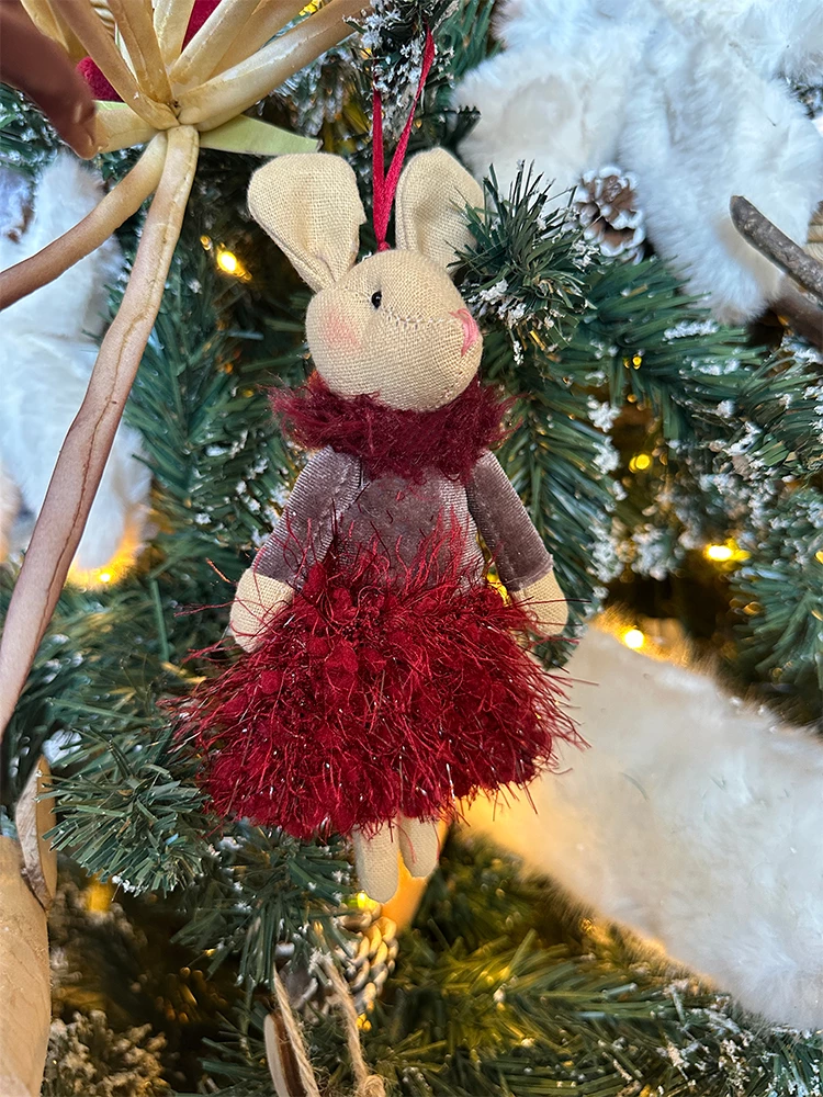 Stoli për Krishtlindje, mi prej materiali tekstili, e kuqe-bezhë, 9x15cm