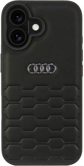 Mbështjellës Audi për iPhone 16 6.1", lëkurë sintetike, HardCase, i zi