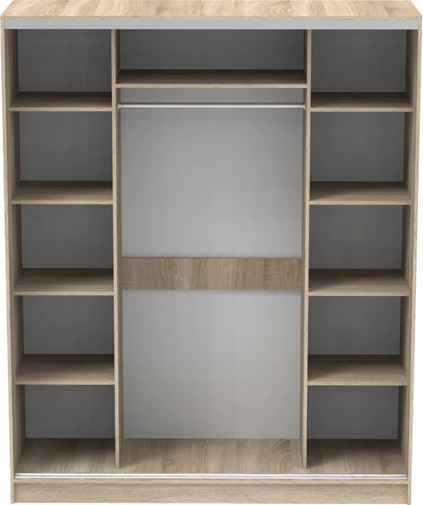 Dollap me dy dyer rrëshqitëse, pasqyrë, ngjyrë sonoma, 180x60x220cm