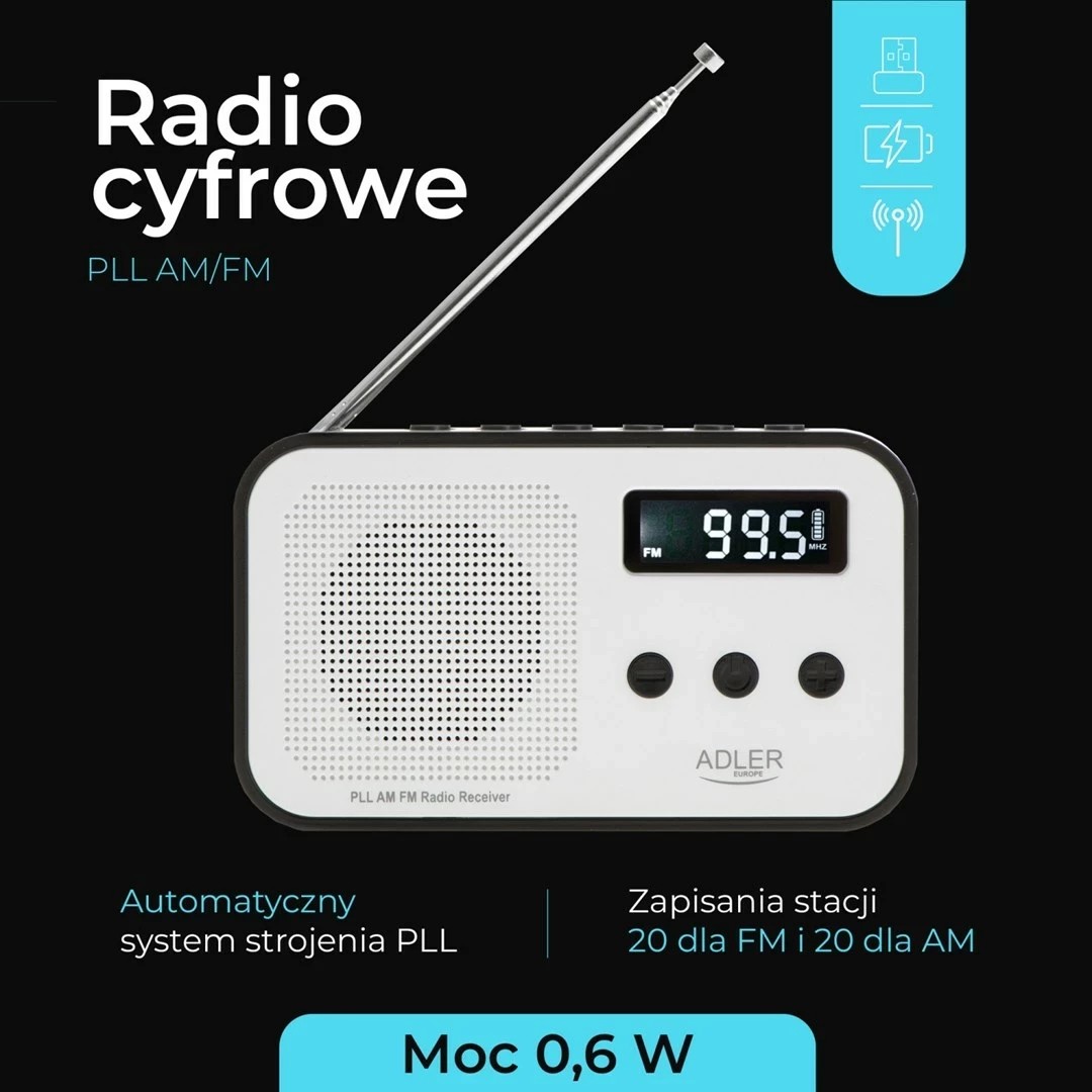 Radio Adler AD 1907, Portativ, Bardhë