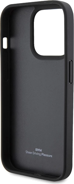 Mbështjellës BMW Leather Quilted për iPhone 15 Pro Max, i zi