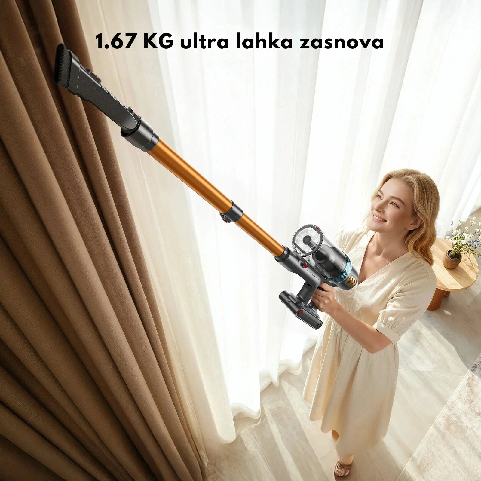 Fshesë elektrike vertikale pa kabllo Yaber P20 120AW, HEPA, 0.8L, 52 min, portokalli