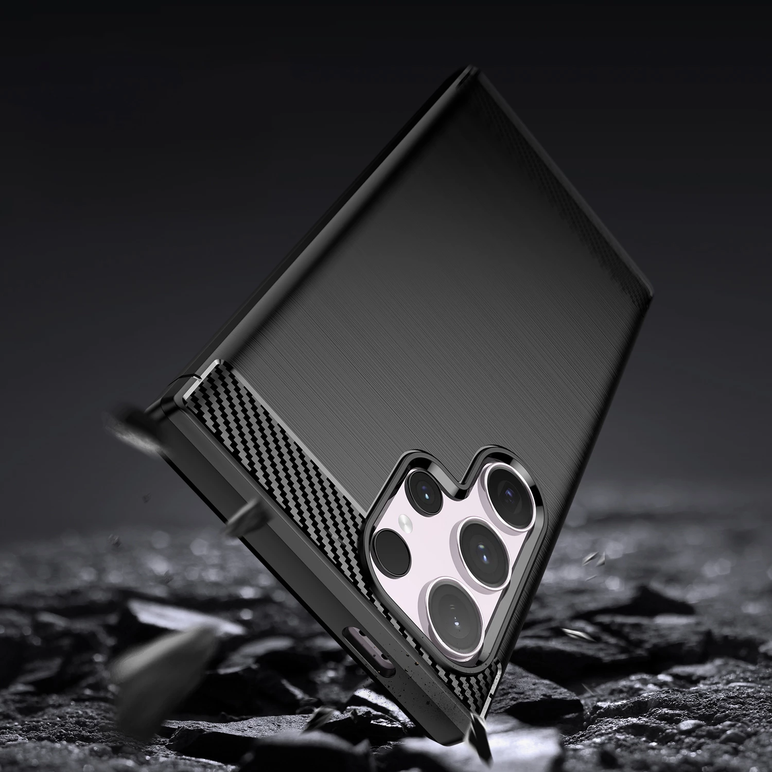 Mbështjellës Hurtel Carbon Case për Samsung Galaxy S24 Ultra, TPU, i zi