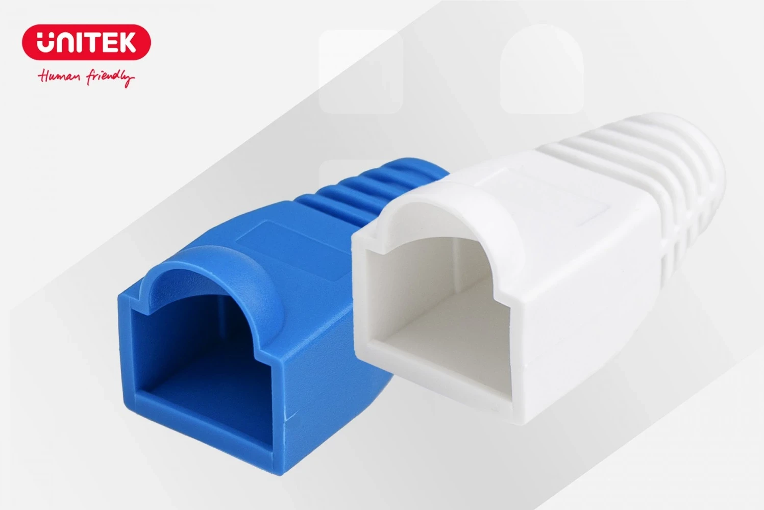 Mbështjellës RJ45 Unitek, 6 mm, 100 copë, e bardhë