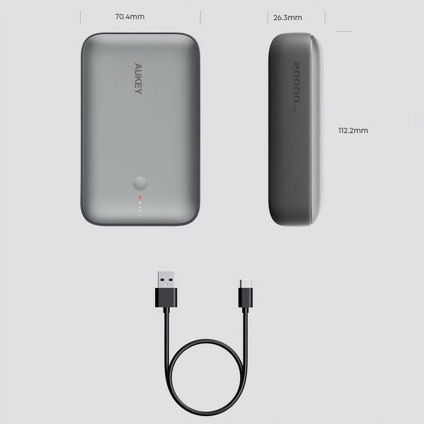 Power bank AUKEY PB-Y57 Spark Mini, 20000mAh, 22.5W, 2xUSB, Gri