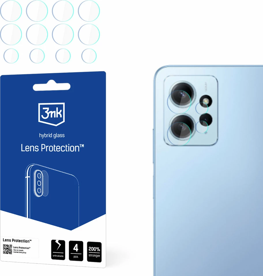 Mbrojtës lente 3mk Protection për Xiaomi Redmi 12, Transparent, set 4 copë