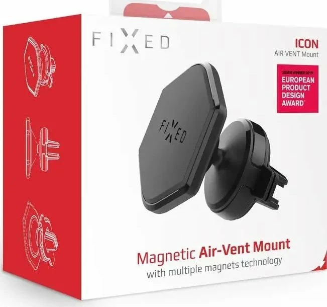 Mbajtës telefoni magnetik Fixed Icon Air Vent, për grilë ajrimi, i zi, set me 2 pllaka metalike