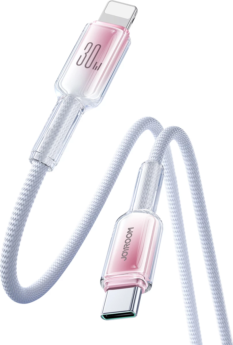 Kabllo Joyroom S-A42 Crystal-Clear Series, USB-C në Lightning, 1.2m, 30W, Bardhë