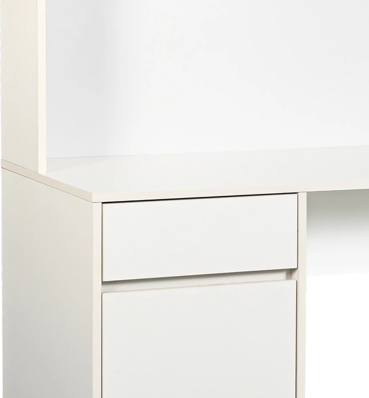 Tavolinë pune me rafte Secreta, ngjyrë e bardhë, 110x50x135cm