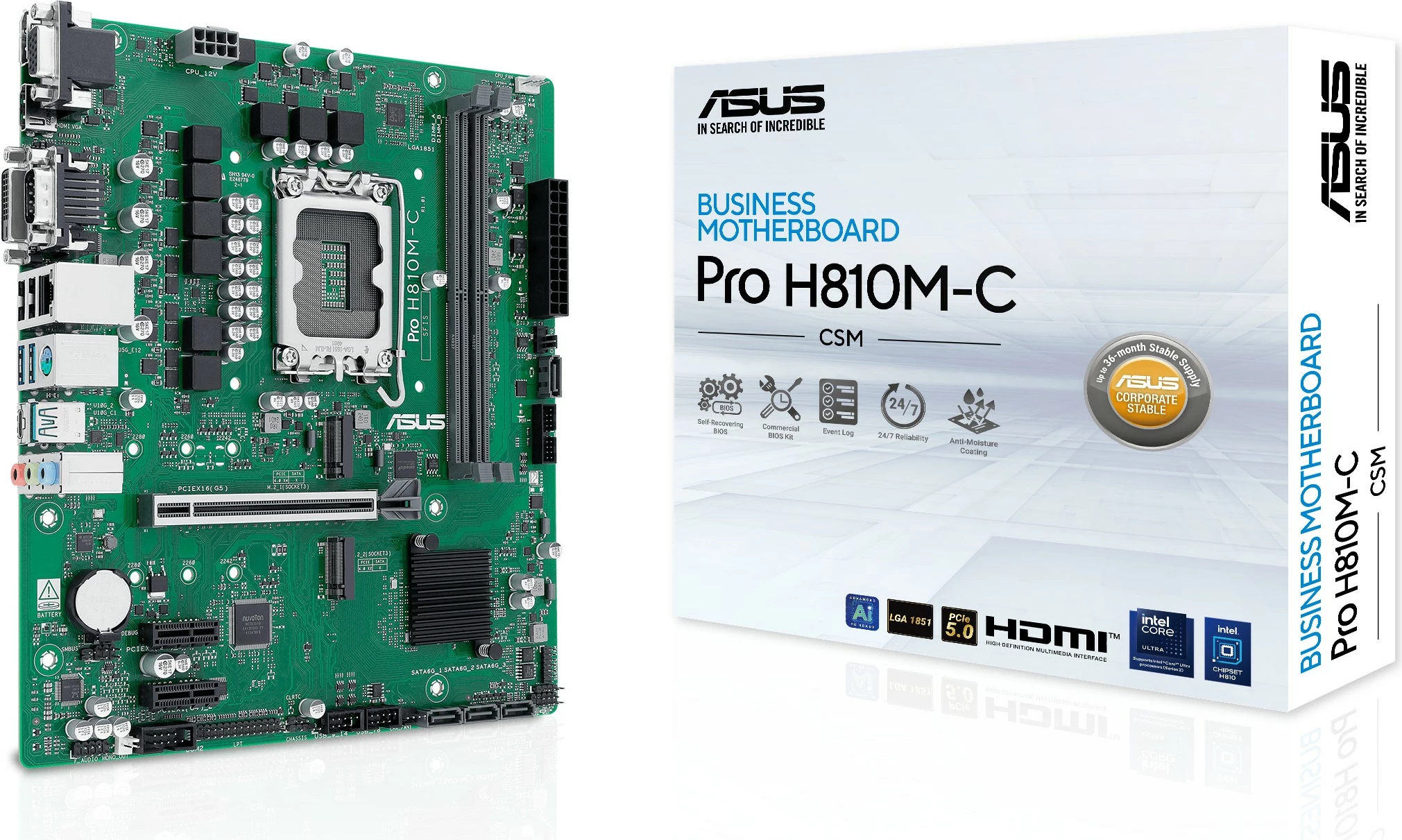 Pllakë amë ASUS PRO H810M-C-CSM, Intel LGA1851, DDR5, micro ATX
