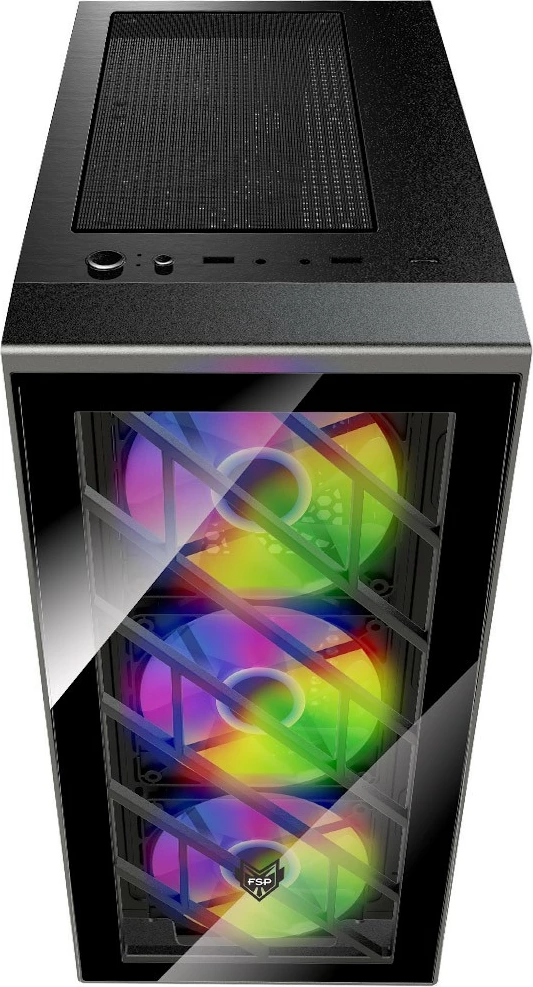 Kasë FSP CMT192, Midi Tower, PC, ATX, micro ATX, Mini-ITX, SPCC, Tempered glass, Multi, Black