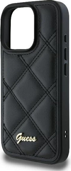 Mbështjellës Guess Quilted Metal për iPhone 16 Pro, i zi