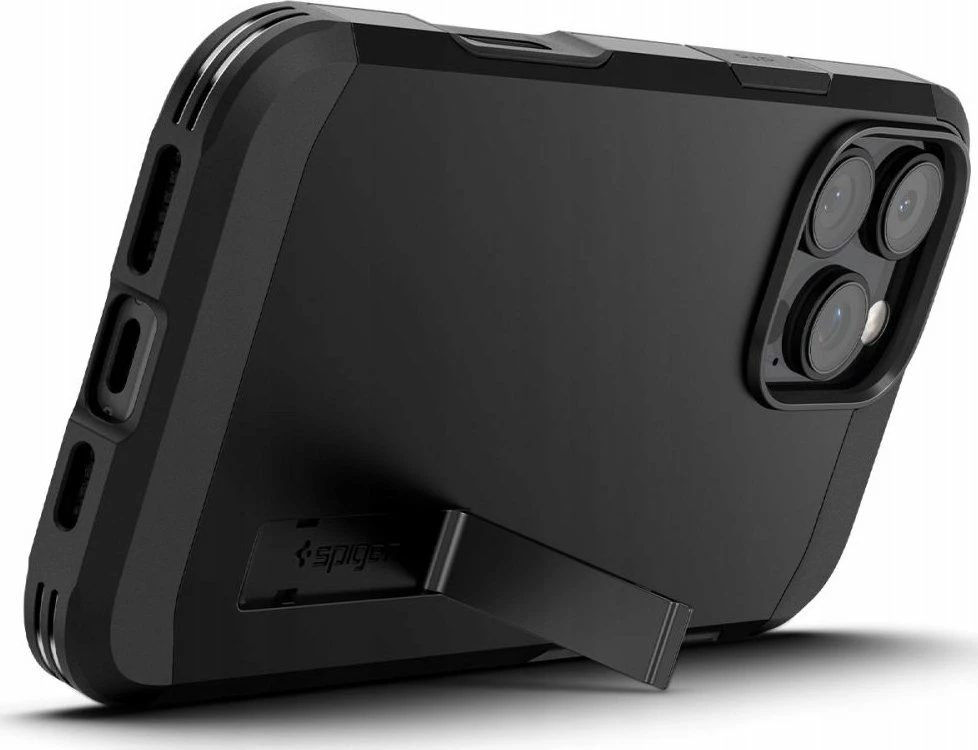 Mbështjellës Spigen Tough Armor "T" Mag për iPhone 16 Pro, MagSafe, me kickstand, i zi, 1 copë
