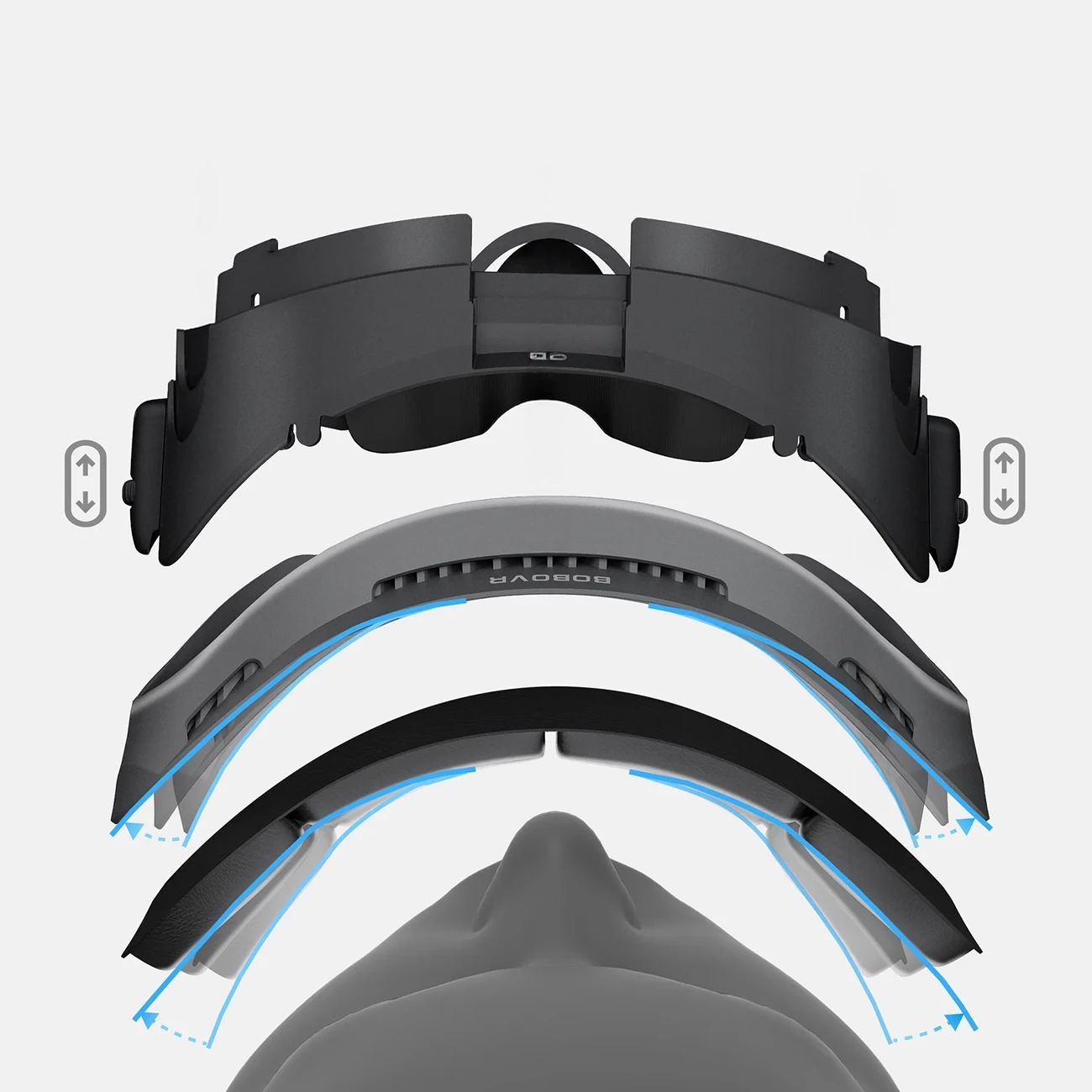 Ndërfaqe fytyre VR, BoboVR F3, për Meta Quest 3, rregullim distance, ventilim me tre kanale, e zezë