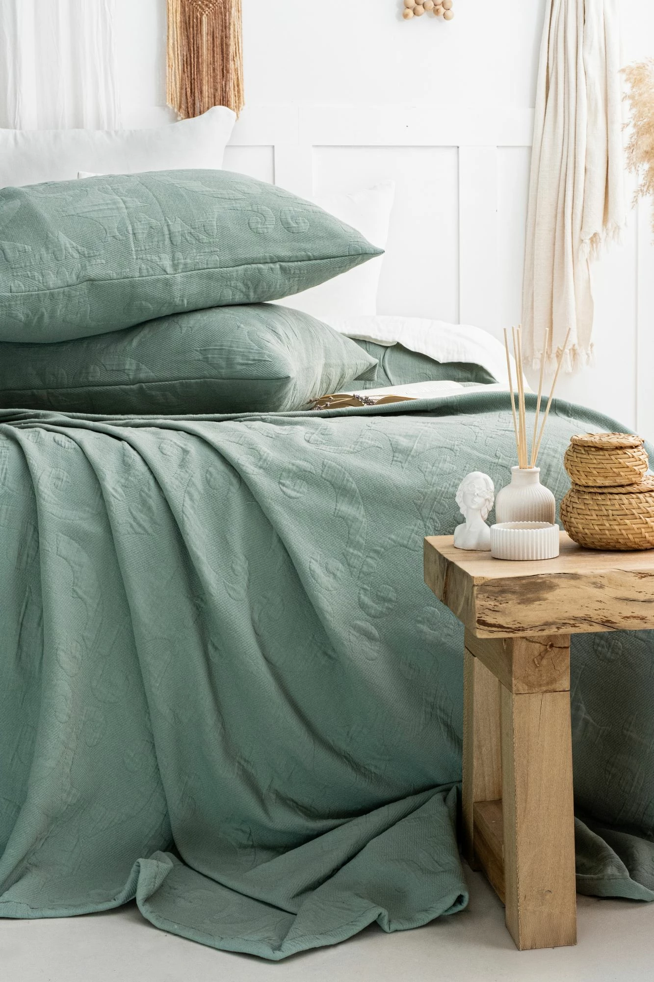 Set mbulesë dysheku dopio Julia, ngjyrë e gjelbër