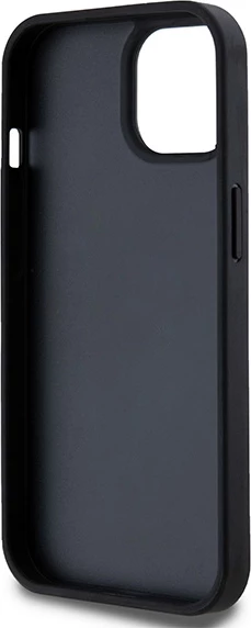 Mbështjellës DKNY Leather Checkered Mono Pattern & Printed Stripes për iPhone 15 Plus / 14 Plus, e zezë