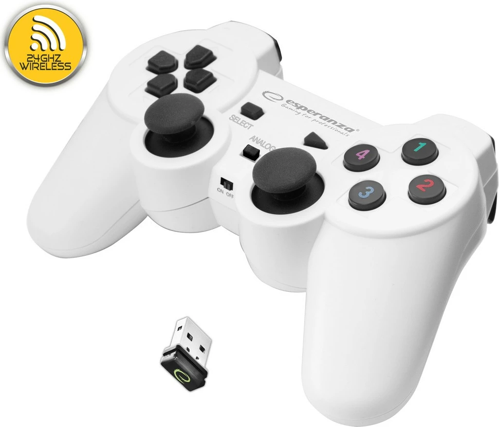 Gamepad pa tela Esperanza EGG108W, për PC/PS3, i bardhë