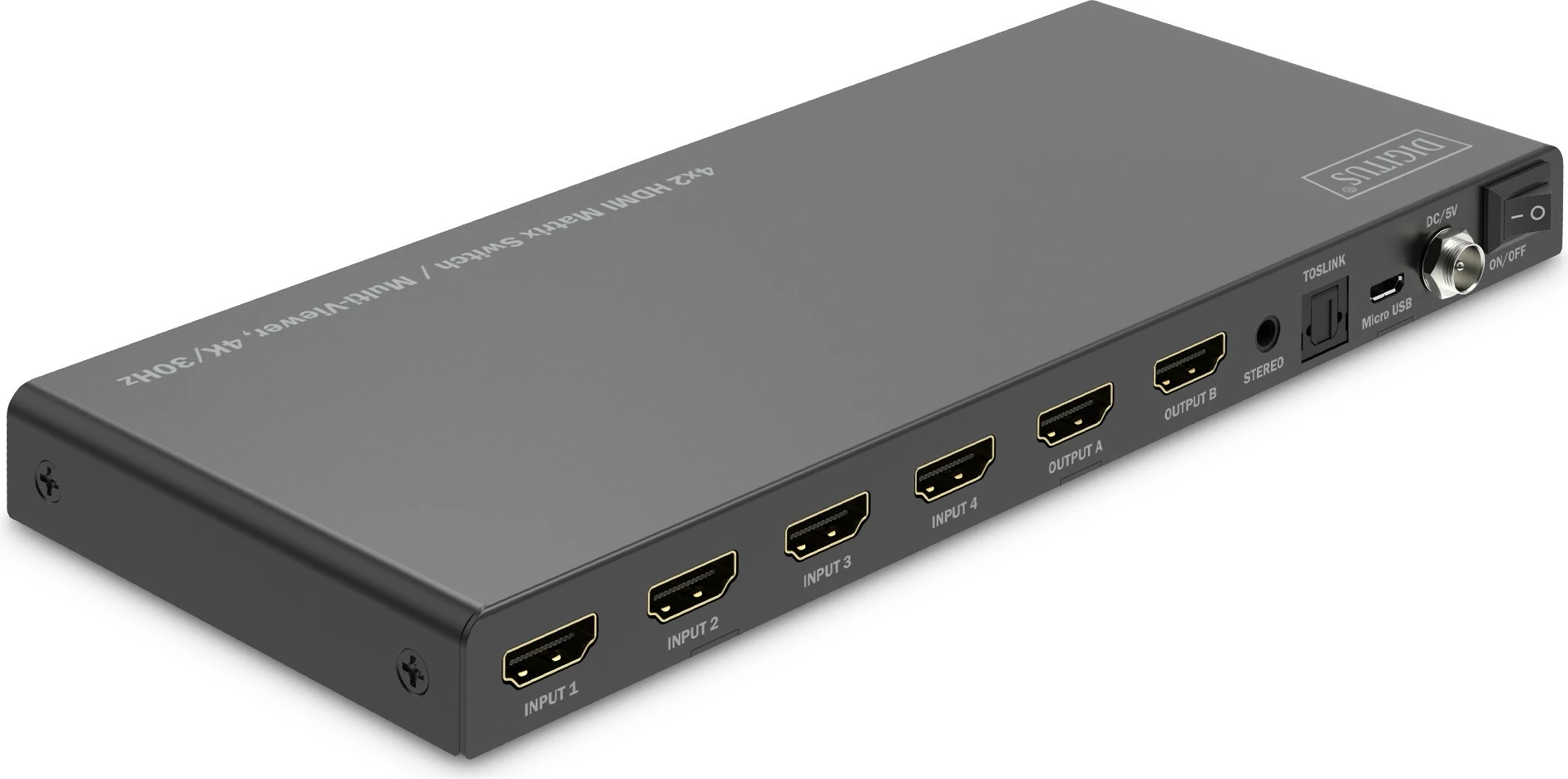Switch HDMI Digitus 4x2 Matrix, 4K/30Hz, 4 hyrje, 2 dalje, i zi