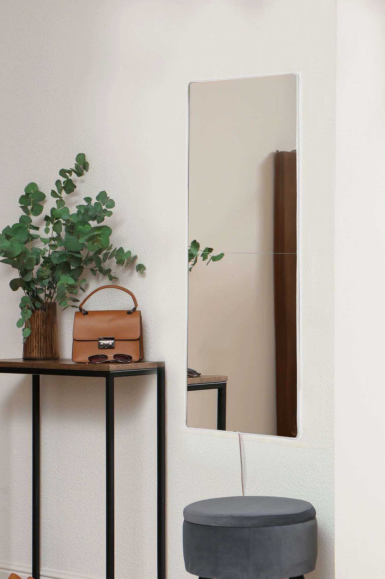 Pasqyrë me ndriçim LED, drejtkëndëshe, 20x80cm, e bardhë, 2 pjesë