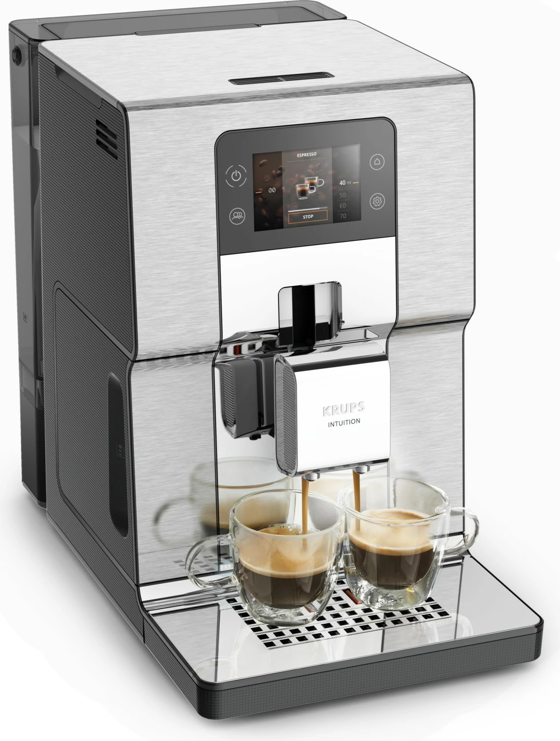Aparat kafeje Krups Intuition Experience+ EA877D, 3L, mulliri i integruar, ekran me prekje, ngjyrë e zezë/çelik