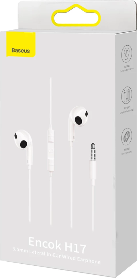 Kufje Baseus Encok H17 me kabllo, 3.5mm mini jack, të bardha
