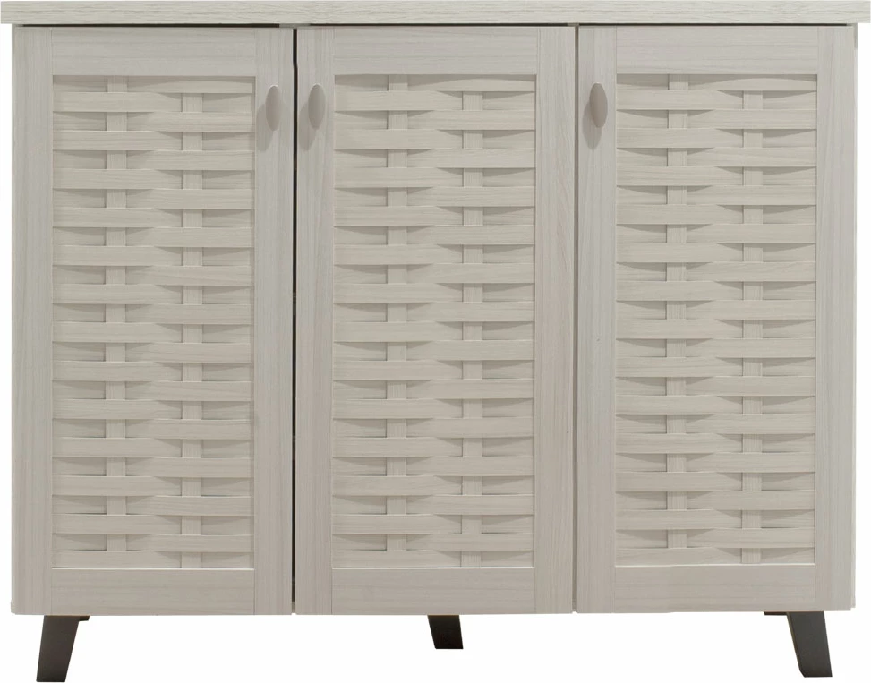 Dollap këpucësh MANTAM 16 palë bardhë-gri 115.5x40x92cm