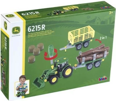 Lodër traktor John Deere Klein 3906 me 2 rimorkio, plastikë, shumëngjyrëshe, set