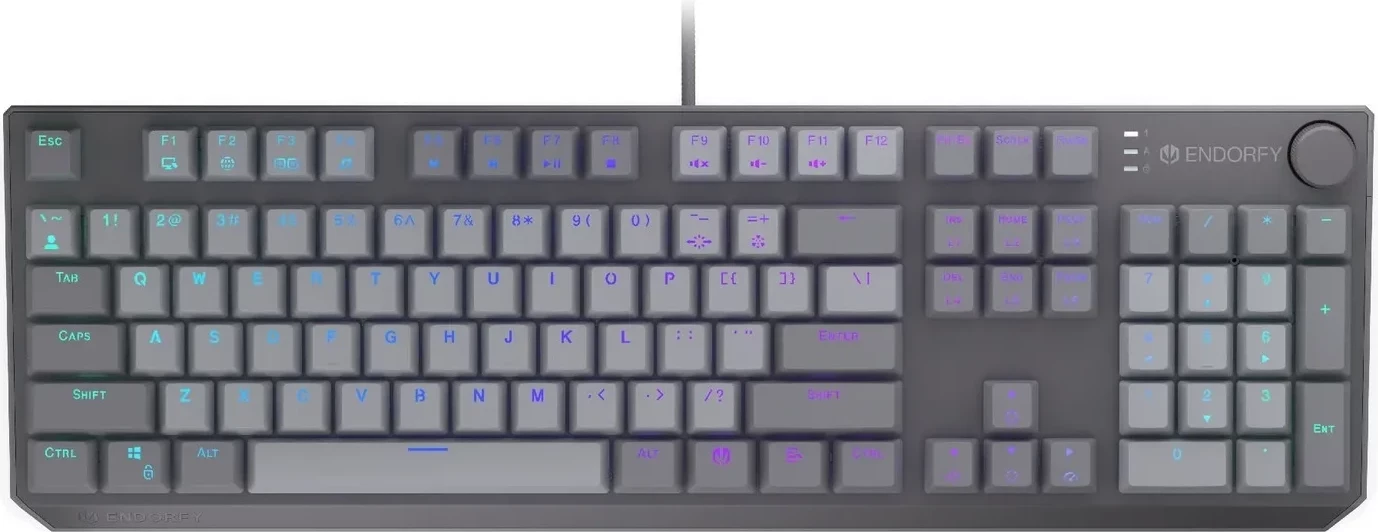 Tastierë mekanike Endorfy Thock V2, RGB, full-size, USB-C, gri
