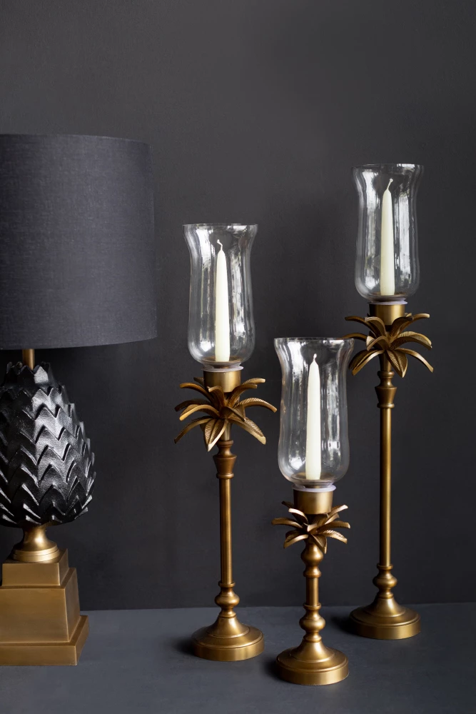 Mbajtëse qirinjsh ANANIA 2, alumin bronzi, xham, 14x14x69cm