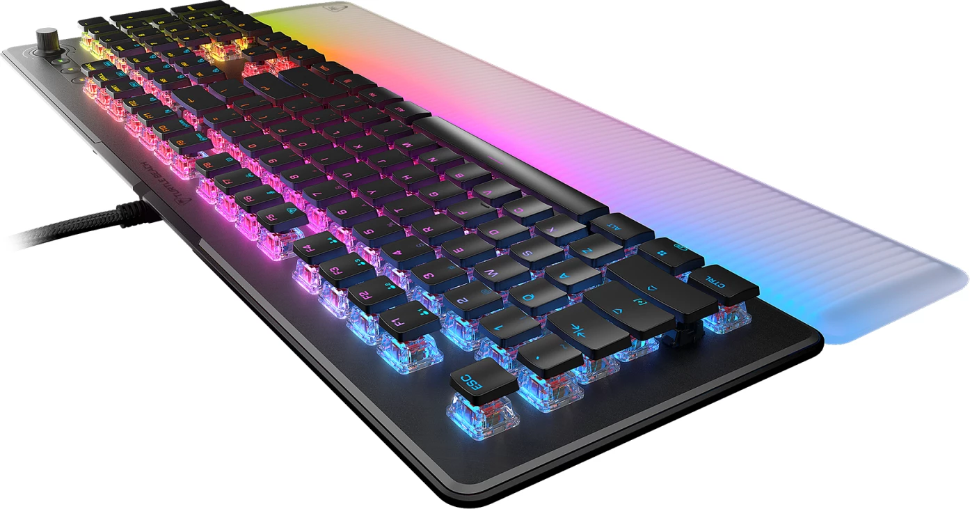 Tastierë mekanike gaming Turtle Beach Vulcan II Max, TITAN II Optical Red, full size, RGB, me mbështetëse dore, e zezë