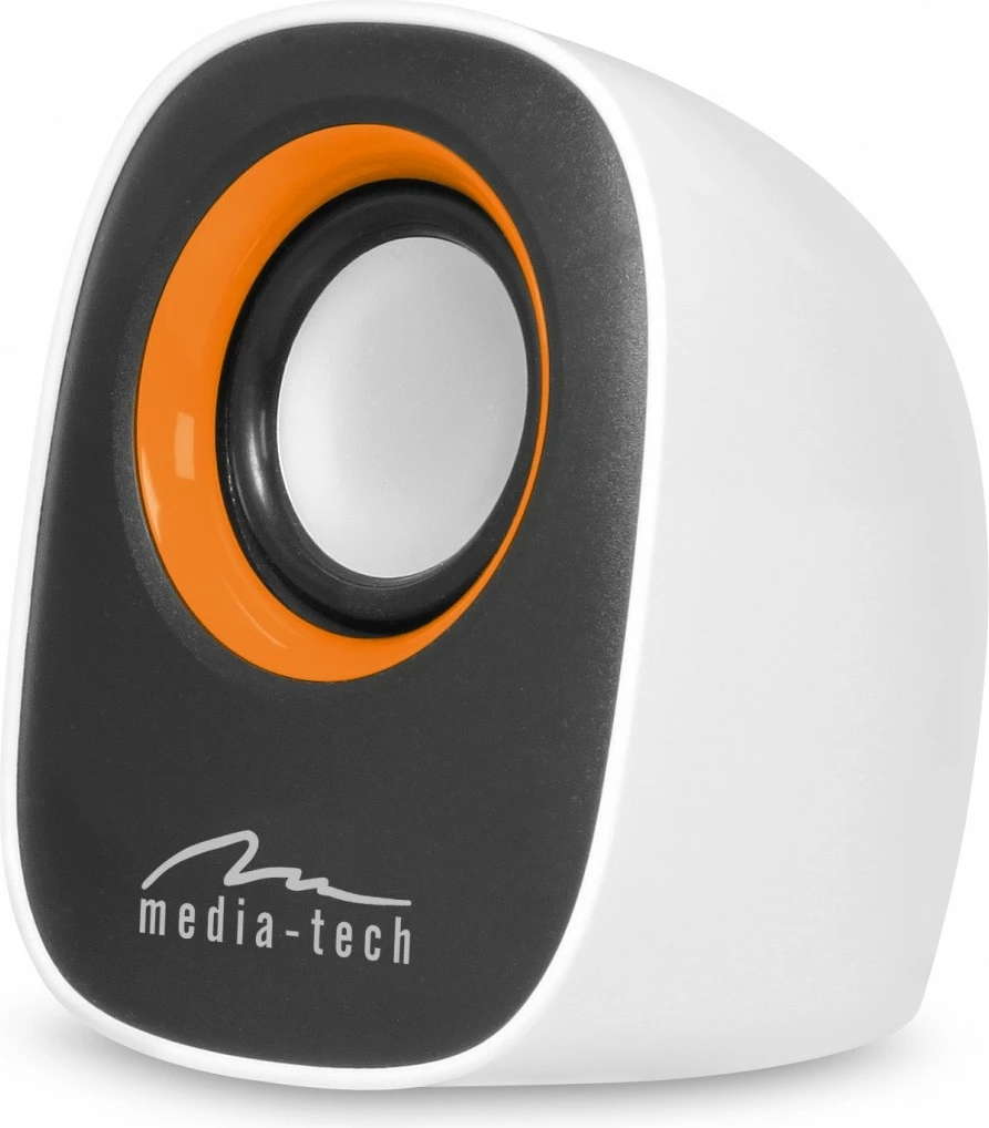 Altoparlantë stereo Media-Tech MT3137W, 6W, 3.5mm Jack, USB, zi-portokalli-bardhë