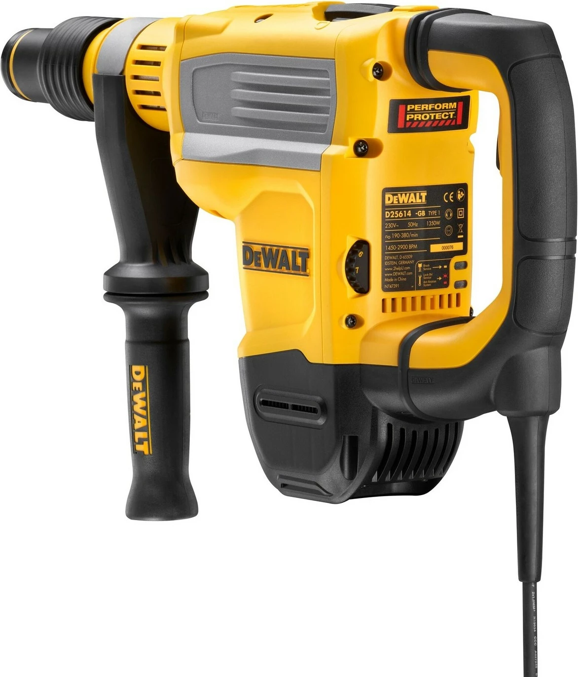 Çekiç elektrik DeWALT D25614K-QS, SDS Max, 4.5 cm, 10.5 J, zi/verdhë