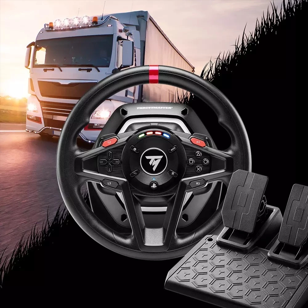 Timon loje Thrustmaster T128 SimTask Pack, Force Feedback, 270°-900°, USB-C, PC/PS5/PS4, i zi, paketë me pedale T2PM + SimTask Steering Kit
