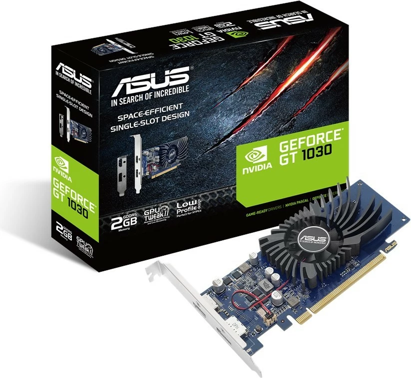 Kartelë grafike ASUS GeForce GT1030 2GB GDDR5, 1 fan, PCI Express, e zezë/blu