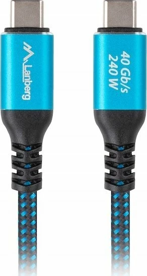 Kabllo USB-C Lanberg CA-CMCM-45CU-0020-BK, USB4 2 m, 240W, 8K@60Hz, 40Gb/s, zi-kaltër