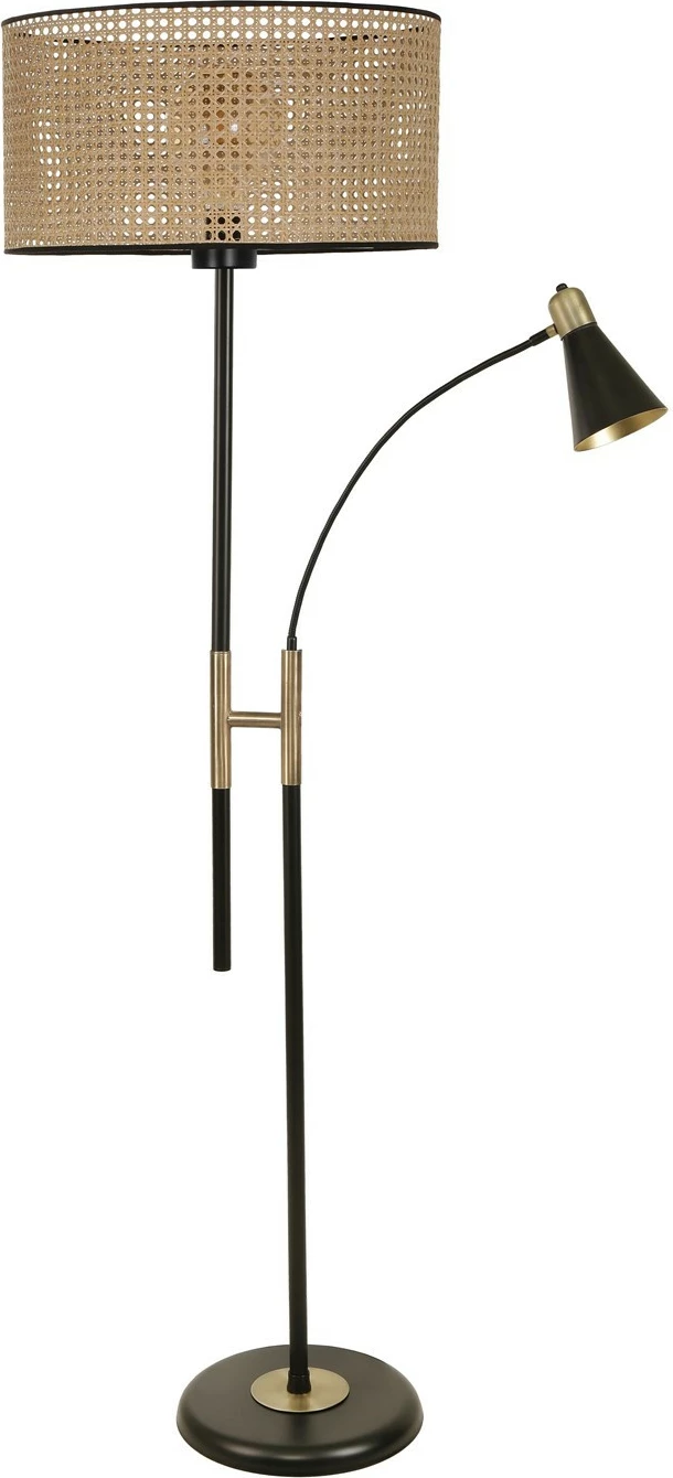 Llambë dyshemeje Opviq Forza, ngjyrë wicker, abazhuri cilindrik rattan