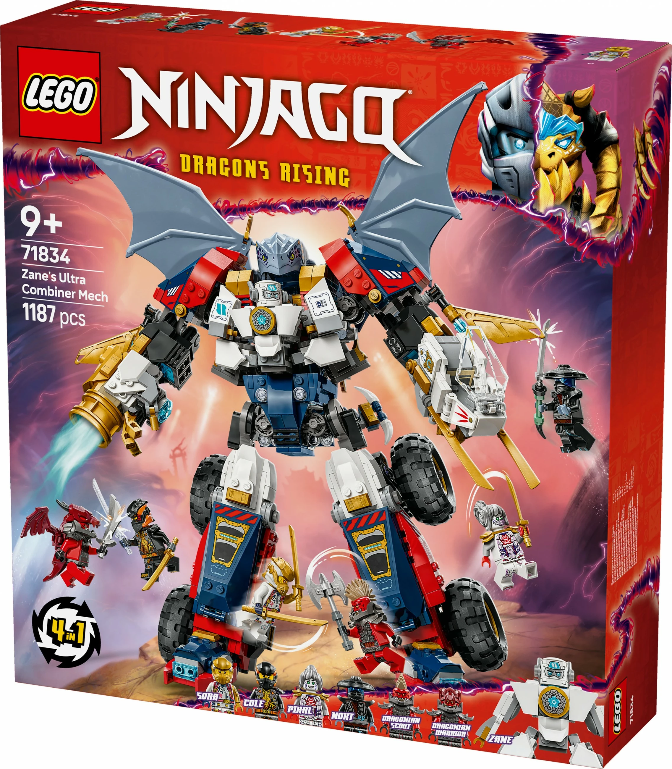Set ndërtimi LEGO NINJAGO Zane’s Ultra Combiner Mech 71834, 1187 pjesë, shumëngjyrësh