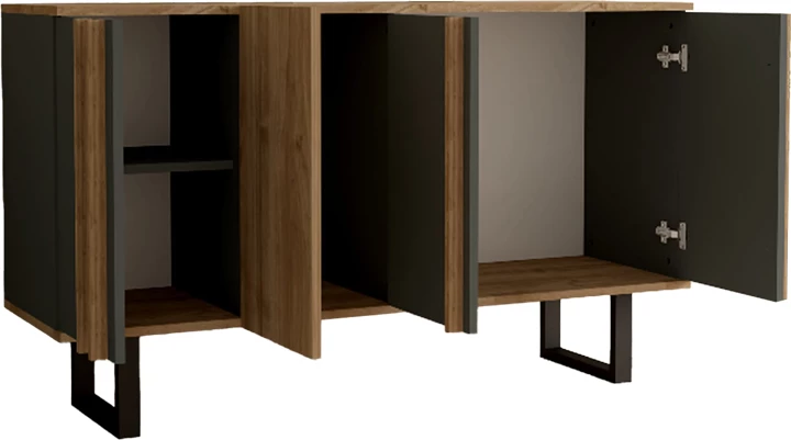 Sideboard Amanda I, ngjyrë antracit-arrë, 160x74x79cm