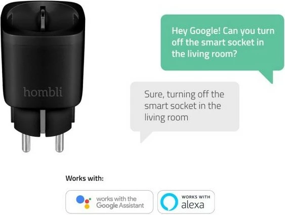 Smart WiFi Plug Hombli HBPP-0205, Wireless, iOS/Android, E zezë