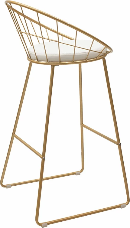 Karrige për bar, metalike, ngjyrë ari, me jastëk PVC të bardhë