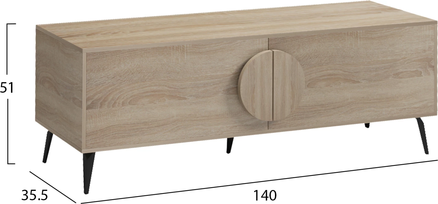 Komodë TV SAVORE, melaminë Sonama, 140x35.5x51cm