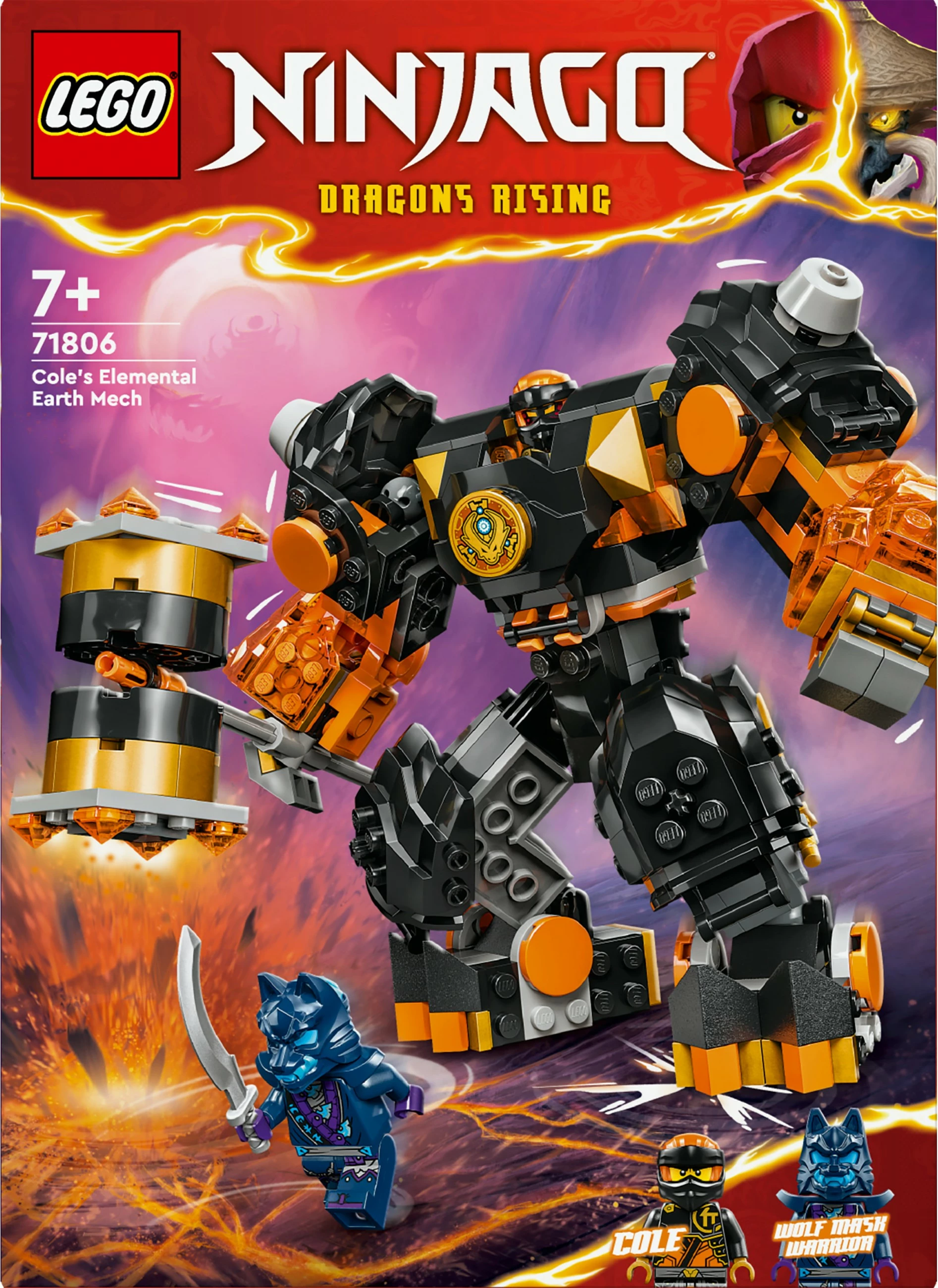 Set ndërtimi LEGO NINJAGO Cole's Elemental Earth Mech 71806, 235 pjesë, multikolor